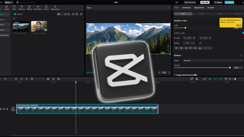 CapCut free video editing software interface for beginners on desktop