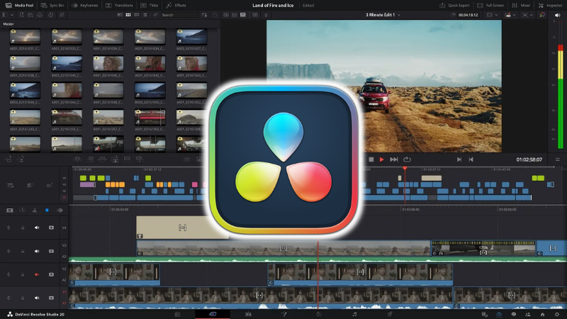 DaVinci Resolve professional video editing and color grading interface